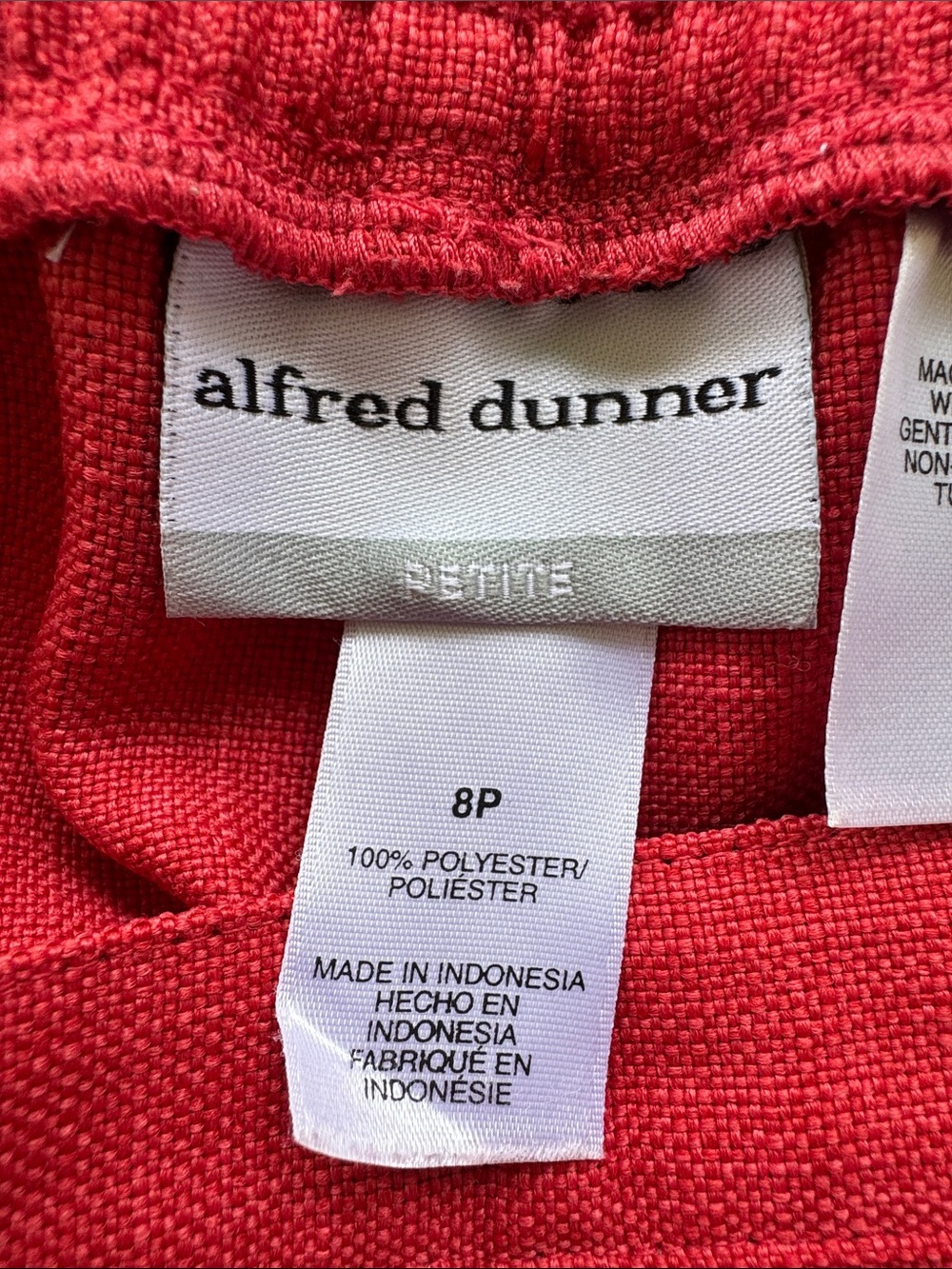 Alfred Dunner Petite brick red straight leg elastic waist casual trousers size 8 - Picture 9 of 10